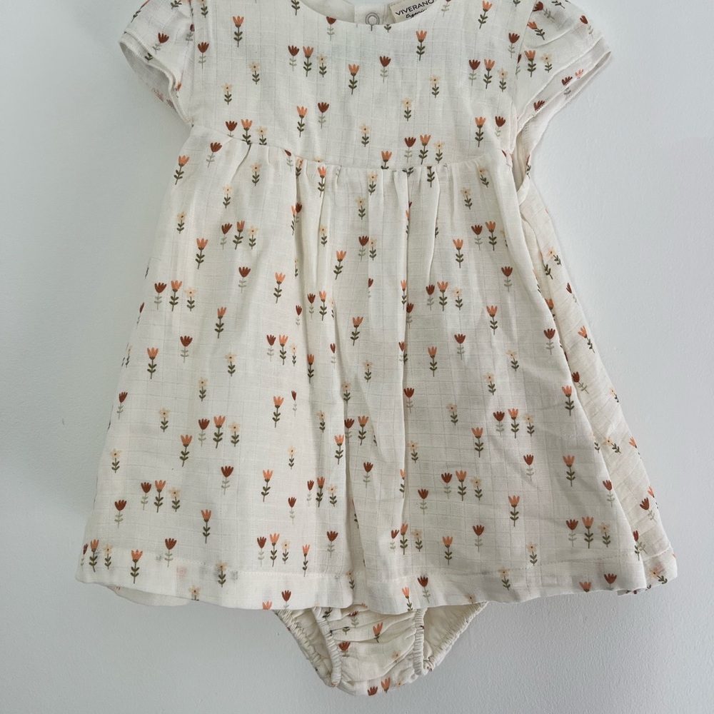 Organic Cotton Floral Baby Dress with Bloomers